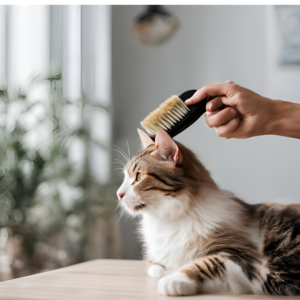 brushing a cat