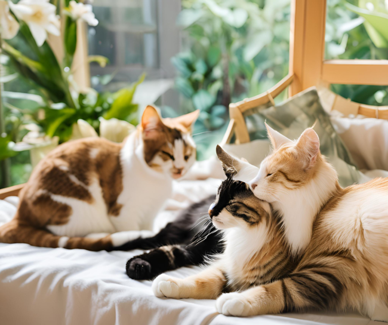 two cat groom each other